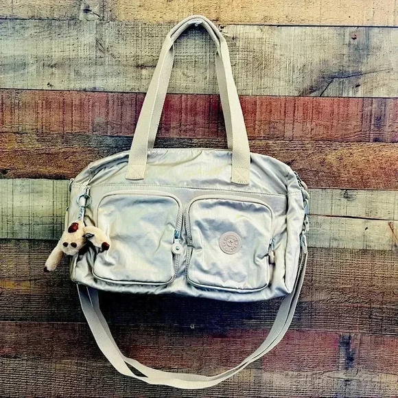 NWOT Kipling Jayla Travel Tote Duffle Metallic Crossbody - Picture 1 of 12